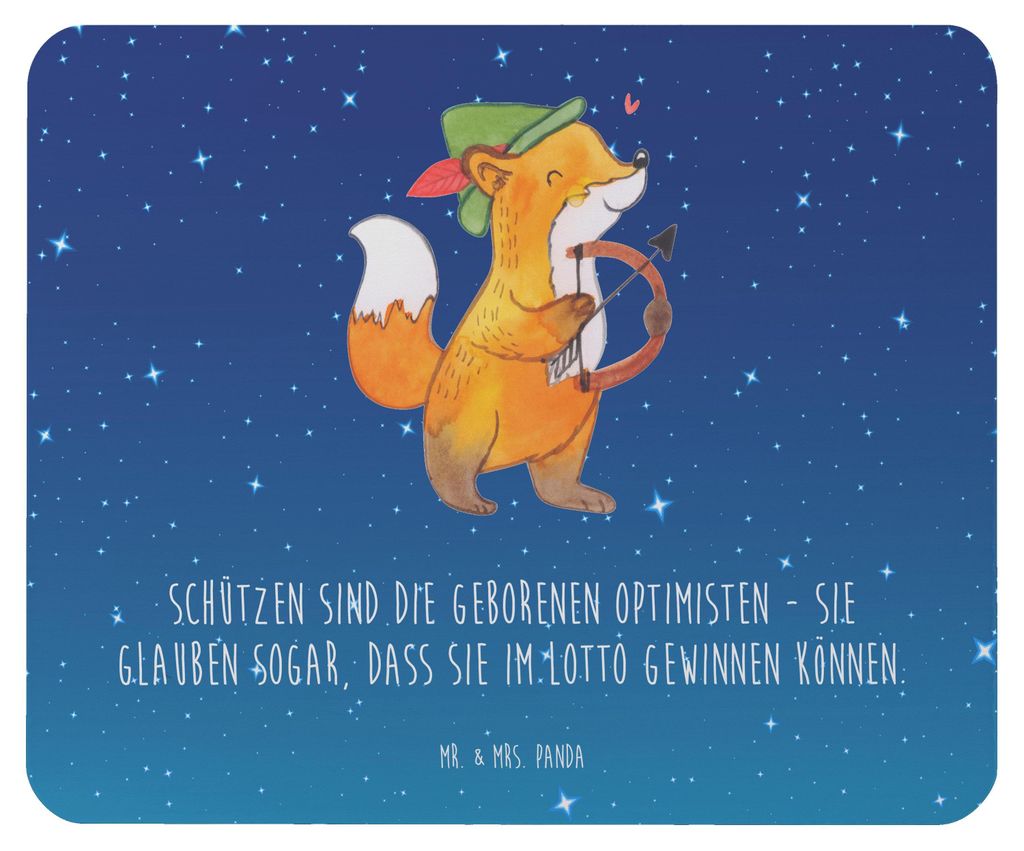 Mr. & Mrs. Panda Mouse Pad Schütze Optimist - Sternenhimmel Blau - Geschenk, Geschenke Sternzeichen, Optimismus, pc mousepad, Schützen Optimisten...