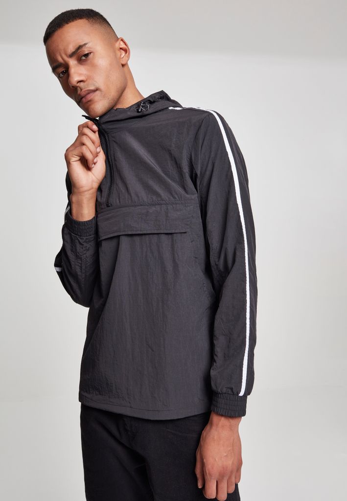 Urban Classics Leichte Jacke Crinkle Nylon Pull Over Jacket Black/White-L
