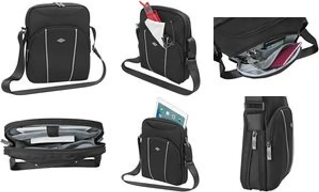 Sacoche Tablette Verticale en Polyester Noir - Messenger Bag Compact