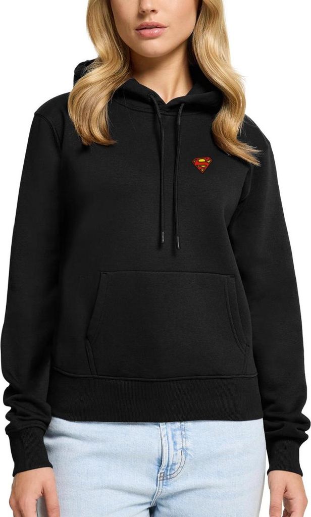 Spreadshirt Superman Original Logo S-Shield Stick Damen Premium Hoodie, XS, Schwarz