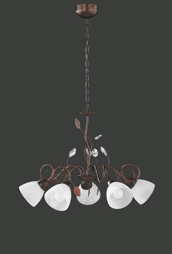 Suspension à 5 flammes avec décoration de feuilles, Image du produit 