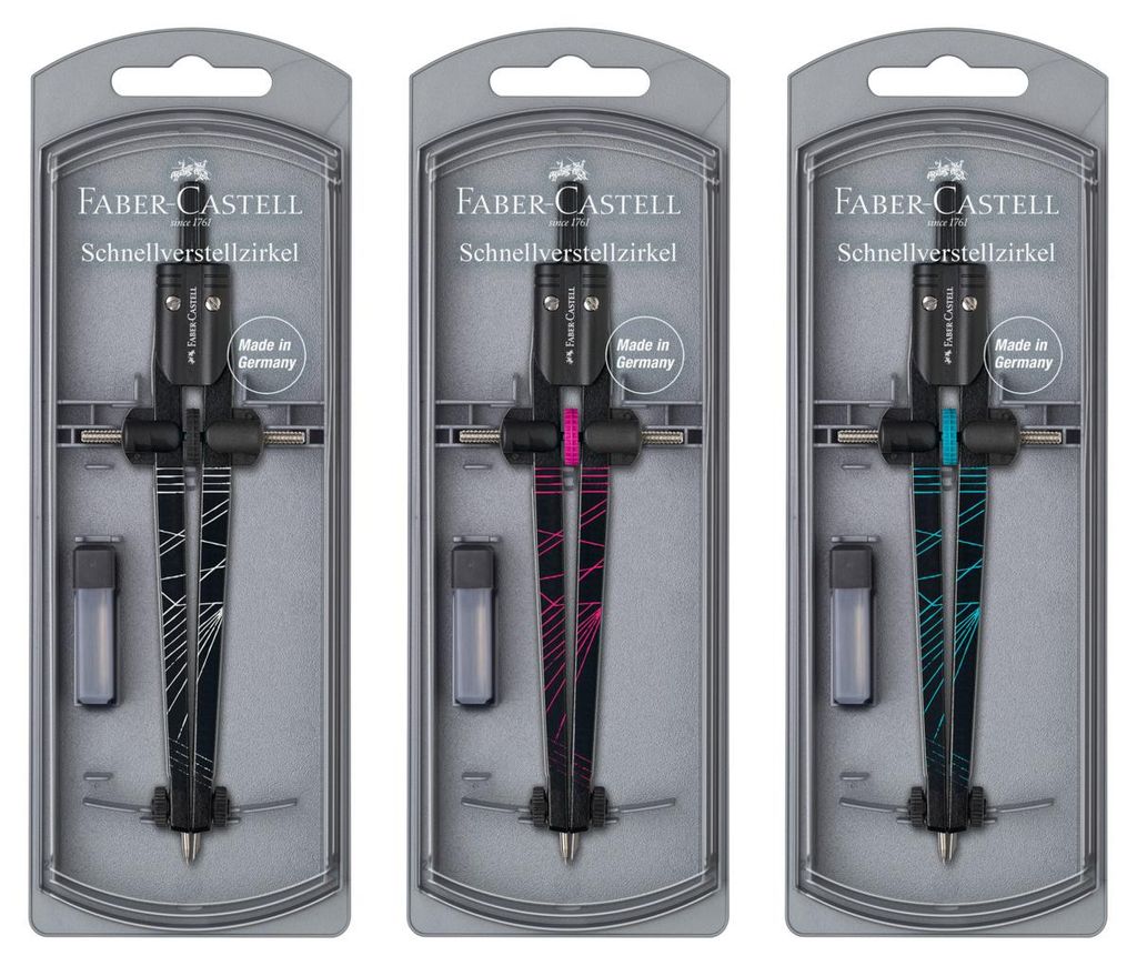 FABER-CASTELL Schnellverstellzirkel TWISTER 2022 zufällige Farbe (1 Stück)