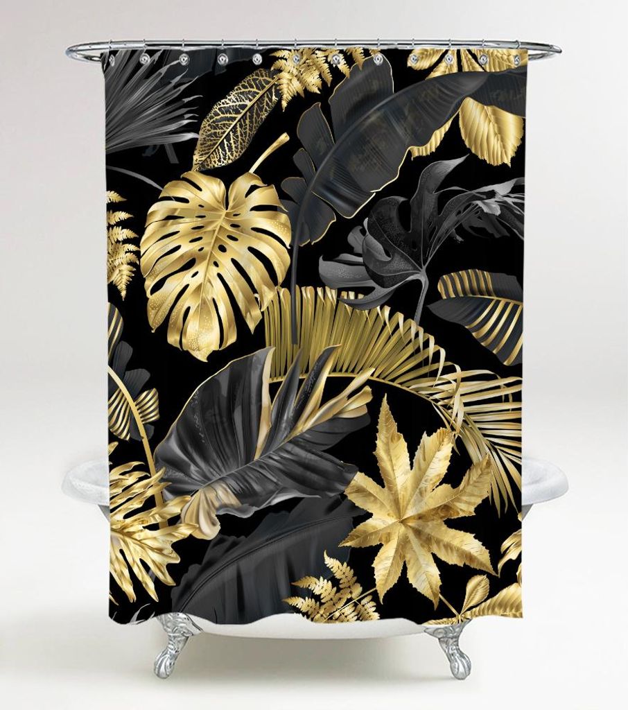 SANILO® Cortina de ducha "Hojas doradas", 180 x 200 cm Imagen del producto 