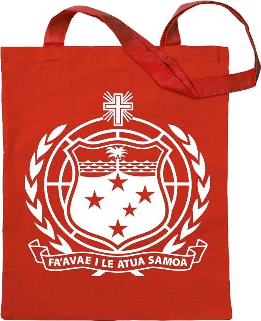 Kiwistar - Baumwolltasche - rot - Samoa Wappen - Tragetasche Stoffbeutel Umhängetasche Langer Henkel