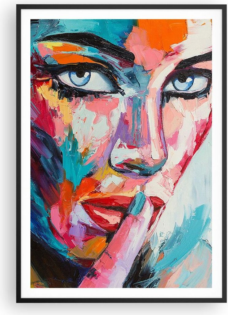 Gerahmtes Poster - Schwarzer Rahmen - Mädchen Gesicht - 70x100 cm - Wand Bild - Wanddeko - Wandbilder - Kunstposter - Wandposter - Bilderrahmen - ...
