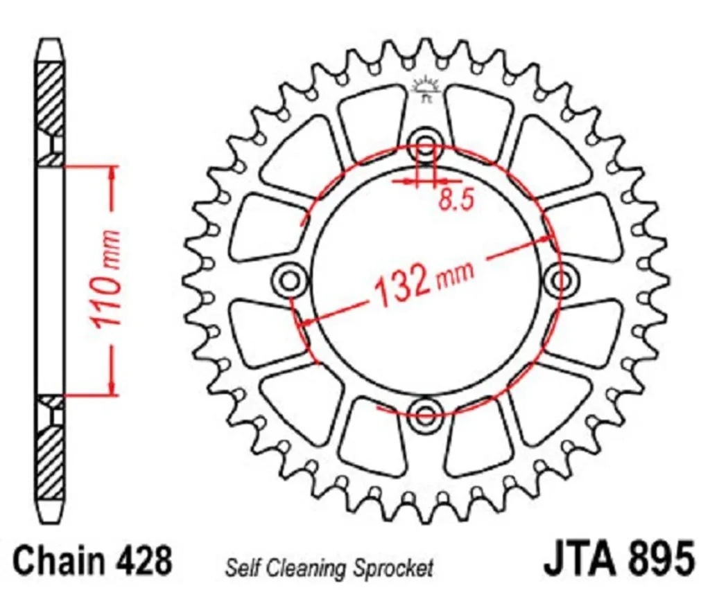 Couronne Alu 48 Dents Pas 428 Argent SI pour Chaîne de Moto de Route