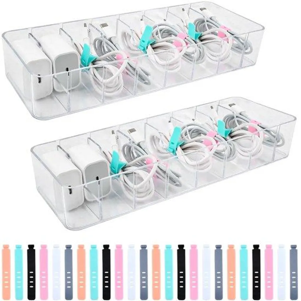 Boîte cache-câble multifonctionnelle Lot de 2 - Design blanc compact