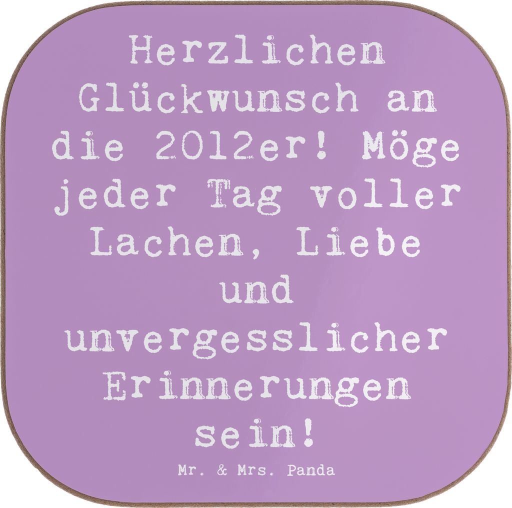 Mr. & Mrs. Panda Tischuntersetzer Spruch 2012 Geburtstag Glückwünsche - Lavendeltraum - Geschenk, Geburtstagsfeier, bieruntersetzer, Geburtsjahr,...