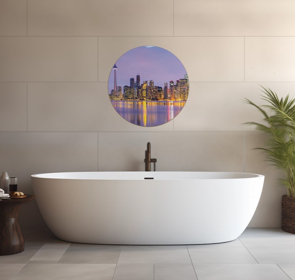 Wallario wasserfestes Poster selbstklebend 60 x 60 cm, Toronto Skyline - Kanada am Abend, Badezimmerposter Spritzschutz mit Hochglanzoberfläche in...