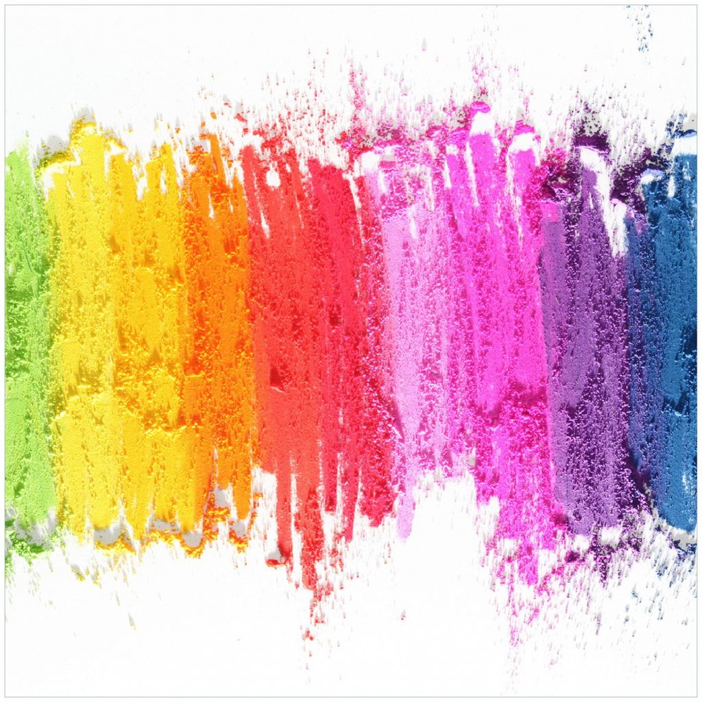 Wallario Memoboard Magnettafel aus Glas, Größe 50 x 50 cm, Motiv Regenbogenstreifen auf weißem Hintergrund - Bunter Anstrich