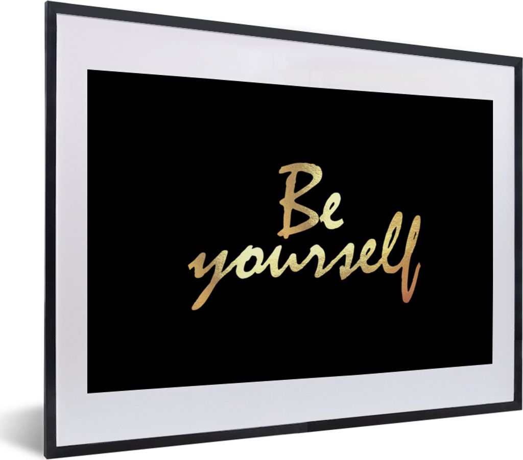 MuchoWow Gerahmtes Poster Zitate - Selbstvertrauen - Gold - Schwarz 40x30 cm - Poster mit Schwarzem Bilderrahmen Wandposter Rahmen Foto Bilder - ...