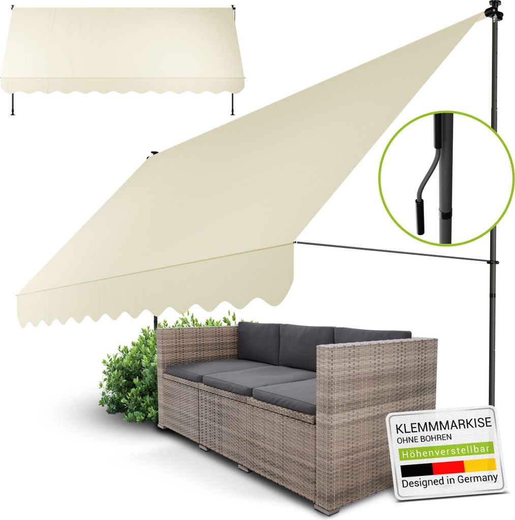 Juskys Klemmmarkise Kapstadt 400x120 cm - Höhenverstellbar, Produktbild 