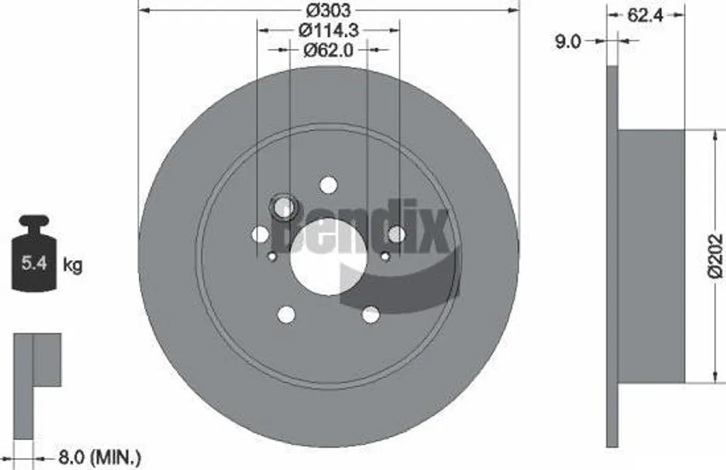 Bendix BDS1421 Disque de Frein Haute Résistance OE 720060009 RAV 4
