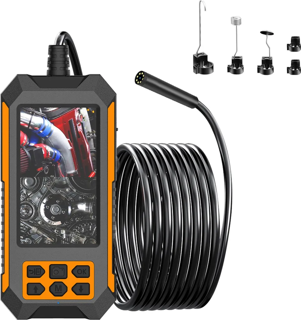 Caméra d'inspection serpent avec 8 LED et écran 4.5 pouces pour tubes