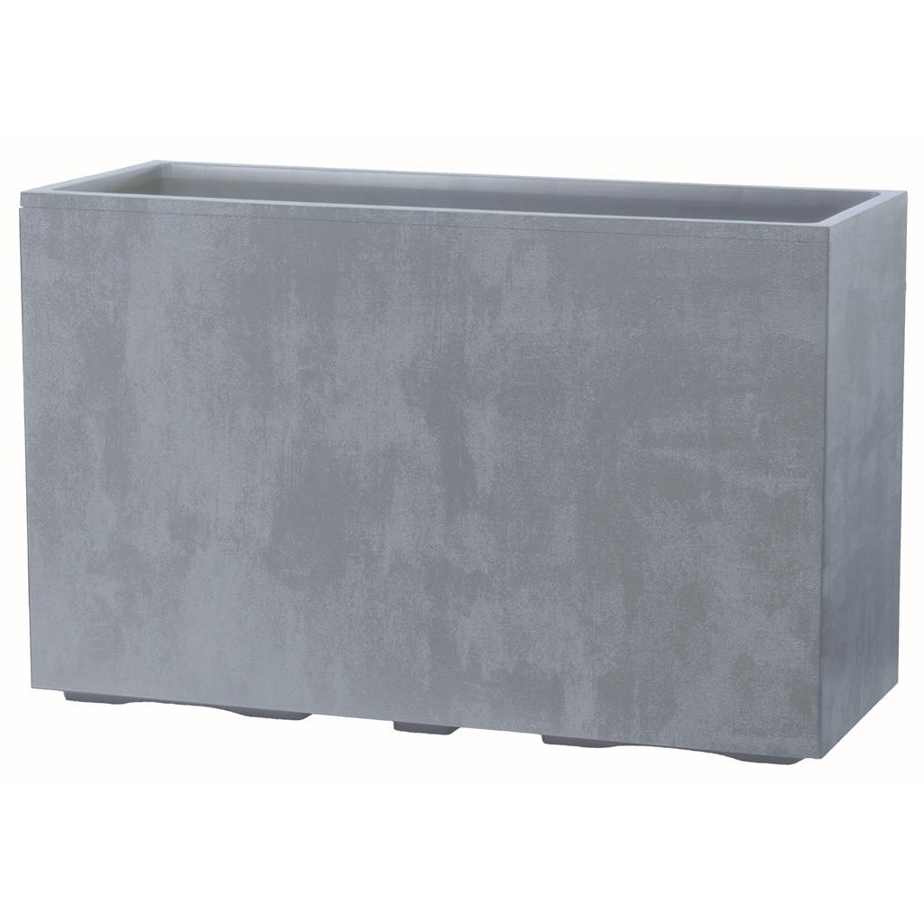 Kreher XXL Sichtschutz Pflanzkasten hoch 93L - 98x38,5x62 cm - doppelwandig & rollbar, mit Entwässerungsstopfen - Naturstein Optik, Grau