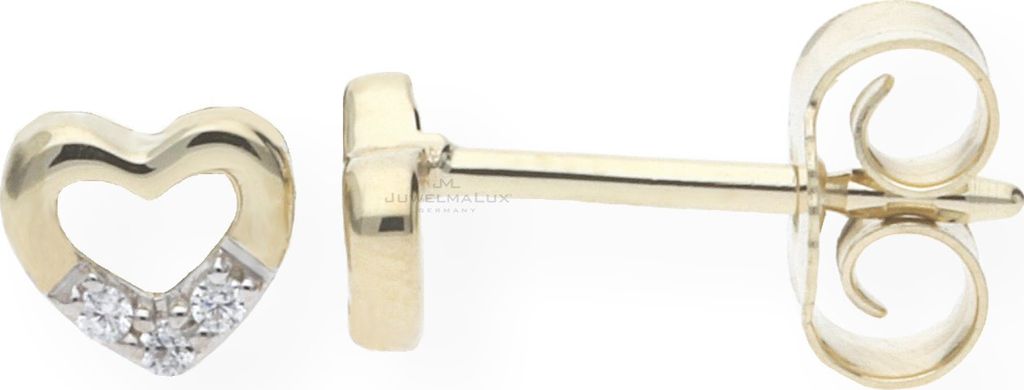 JuwelmaLux Ohrstecker 333 Gold Herz mit Zirkonia JL39-06-0004