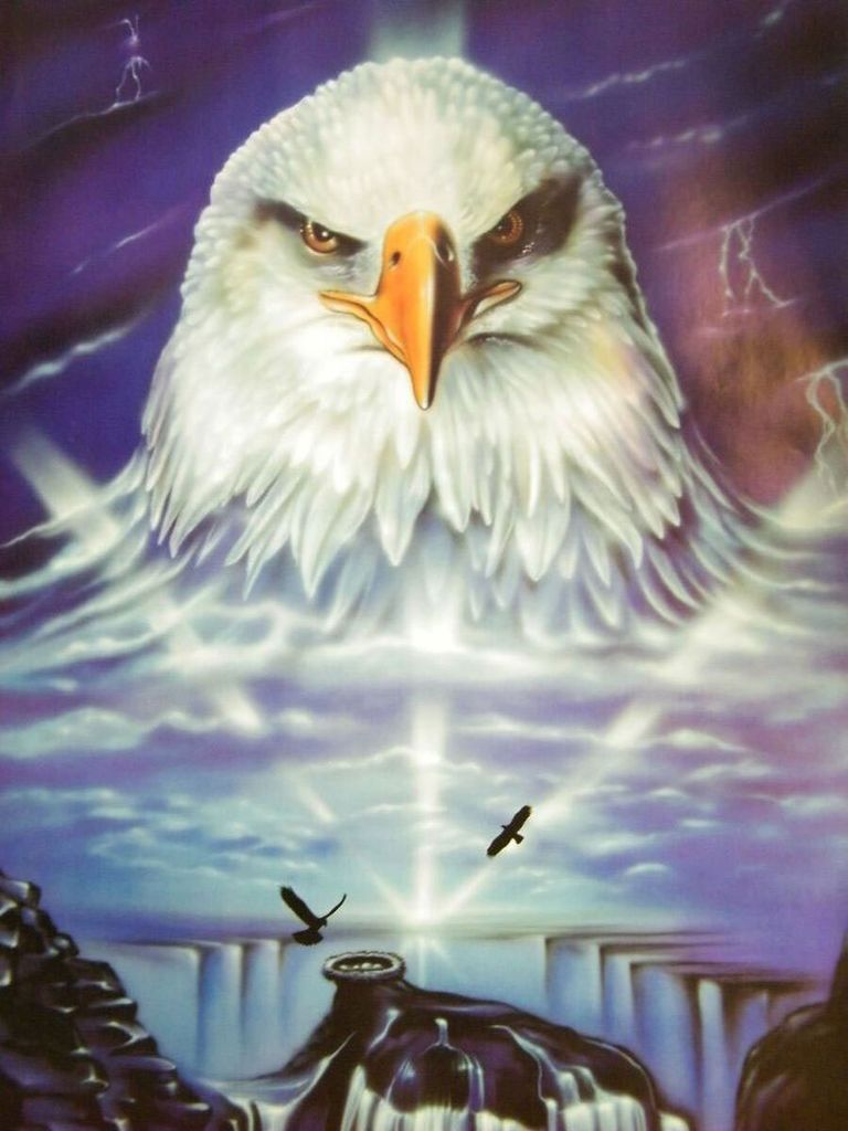 Schwarzlicht Poster | White Eagle | 64x90cm | ungerahmt | Kunstdruck | Fantasy | Wandbild | Wandposter | Adler | Greifvogel