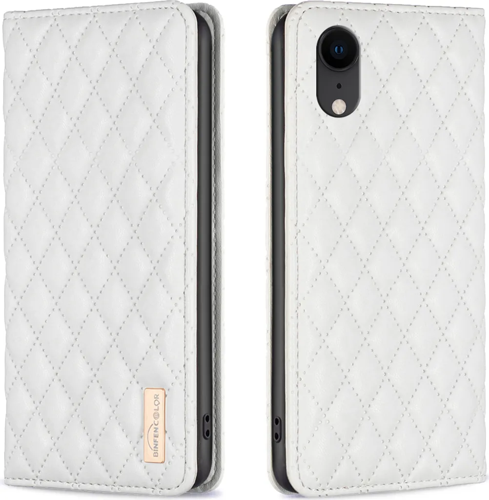 Cover iPhone XR Pelle Bianca Anti-Urto con Funzione Stand e Carte
