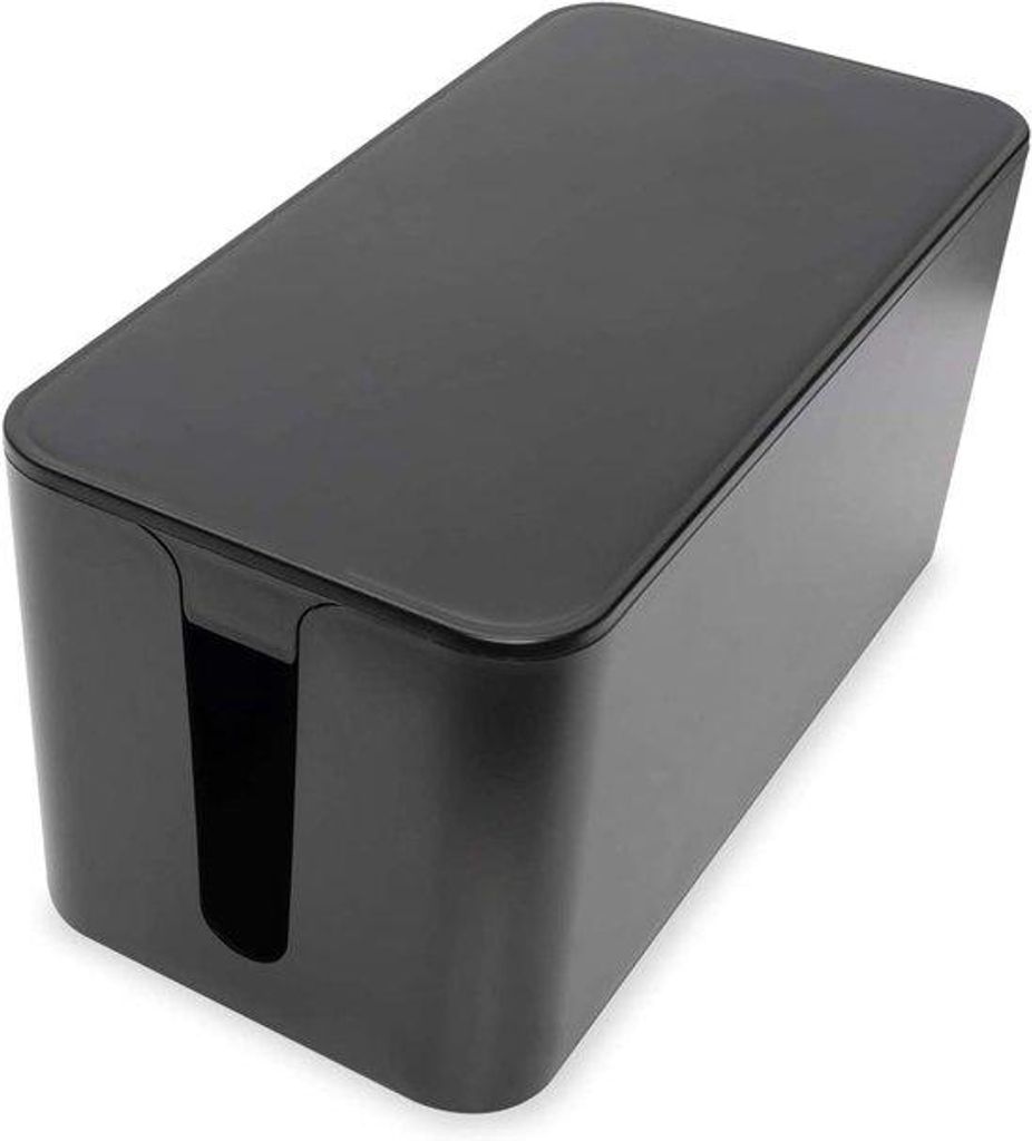 Famanu Kabelbox mit Belüftungsöffnungen und rutschfester Unterseite - Kabelaufbewahrungsbox für Steckdosen und Adapter - Weiß und Schwarz
