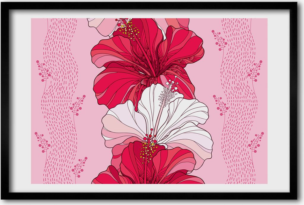 Bild 60x40 MDF-Rahmen, Wandkunst Hawaii-Blumen Produktbild 
