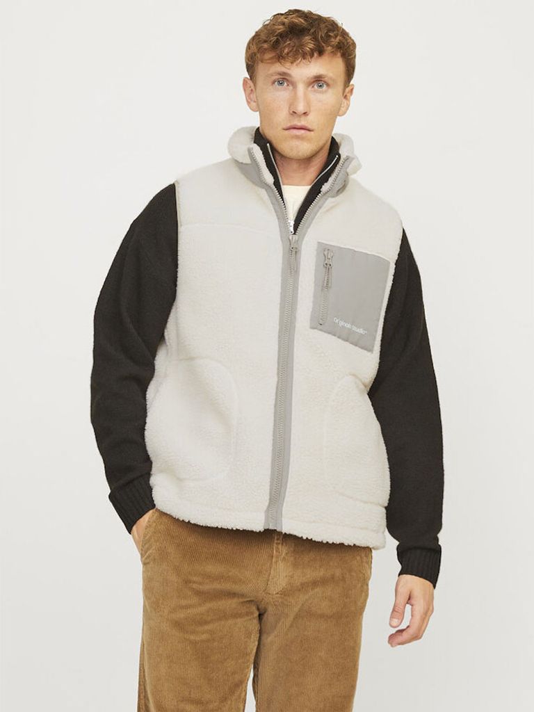 Jack & Jones 12260453 Teddy Weste Grau M Mann Grau M