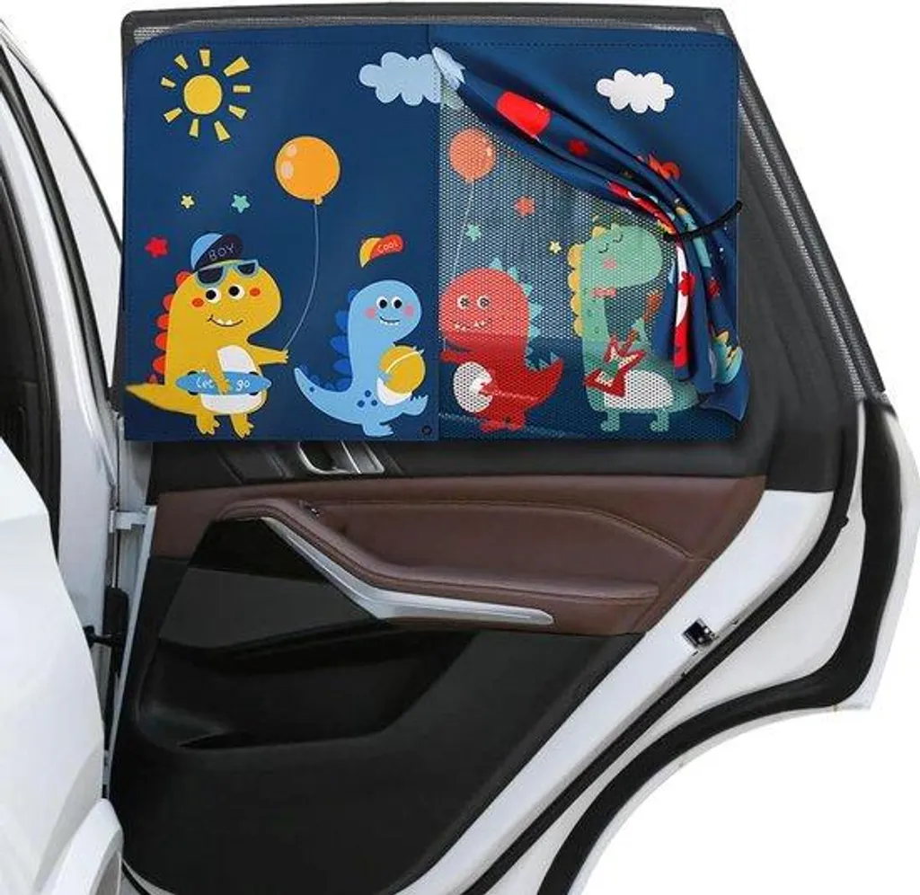 Protection UV Voiture pour Enfant - 2 Rideaux Aimantés de 68 x 50 cm