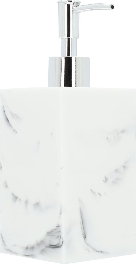 QUVIO Seifenspender in Marmoroptik - Kunststoff - Seifenspender - Badezimmerzubehör - Toilettenzubehör - Küchenzubehör - Kunststoff - Weiß mit...