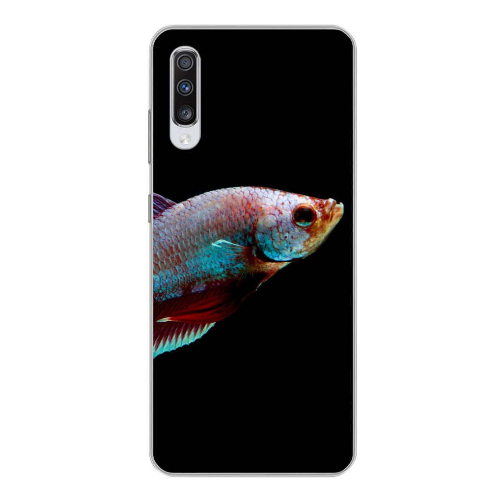MuchoWow Handyhülle Schutzhülle Hülle für Samsung Galaxy A70 Fische - Tiere - Licht Silikon Softcase Handy Hülle