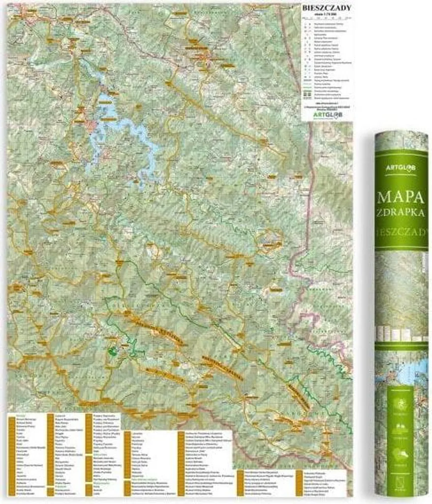 Carte à gratter Bieszczady 1:75 000 ArtGlob - Poster de randonnée