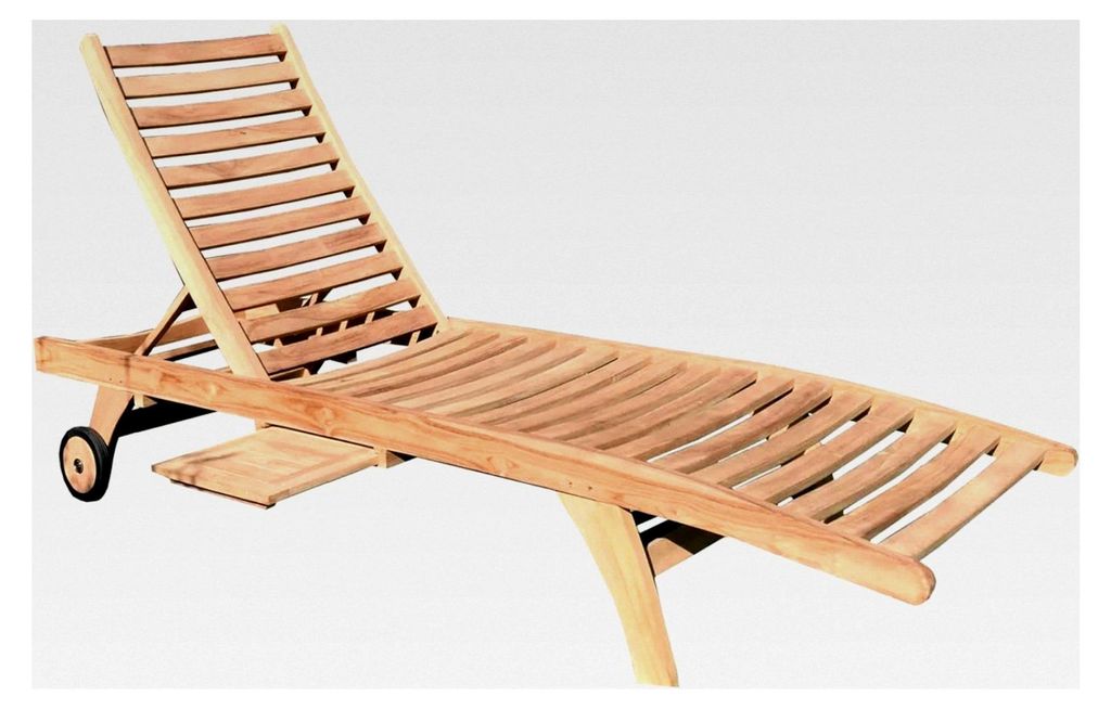 Gartenliege aus Teakholz, wetterfest und ergonomisch, geeignet für den Außenbereich, inklusive Auflagen, Terrassenmöbel, Gartenzubehör