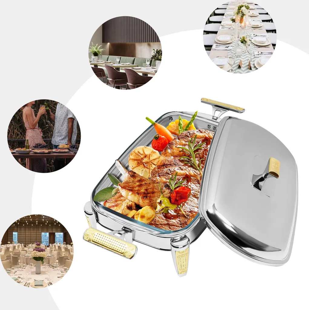 Chauffe-plats Chafing Dish 2.2L en Acier Inox avec Un Compartiment