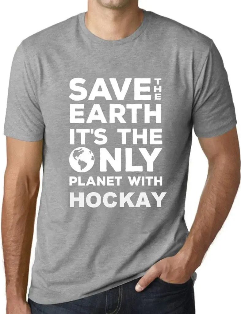 Herren Grafik T-Shirt Rettet die Erde sie ist der einzige Planet mit Hockeys – Save The Earth It’s The Only Planet With Hockay – Öko-Verantw...