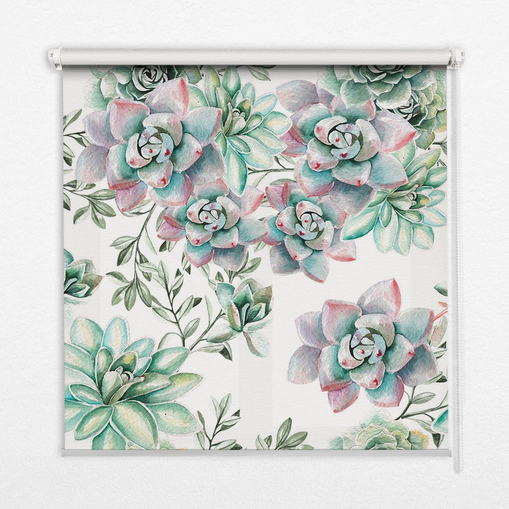 Seitenzug-Rollo Fensterrollo Jalousie - Thermo-Rollo Verdunkelungsrollo - 110x140 cm - Grüne Pflanzen