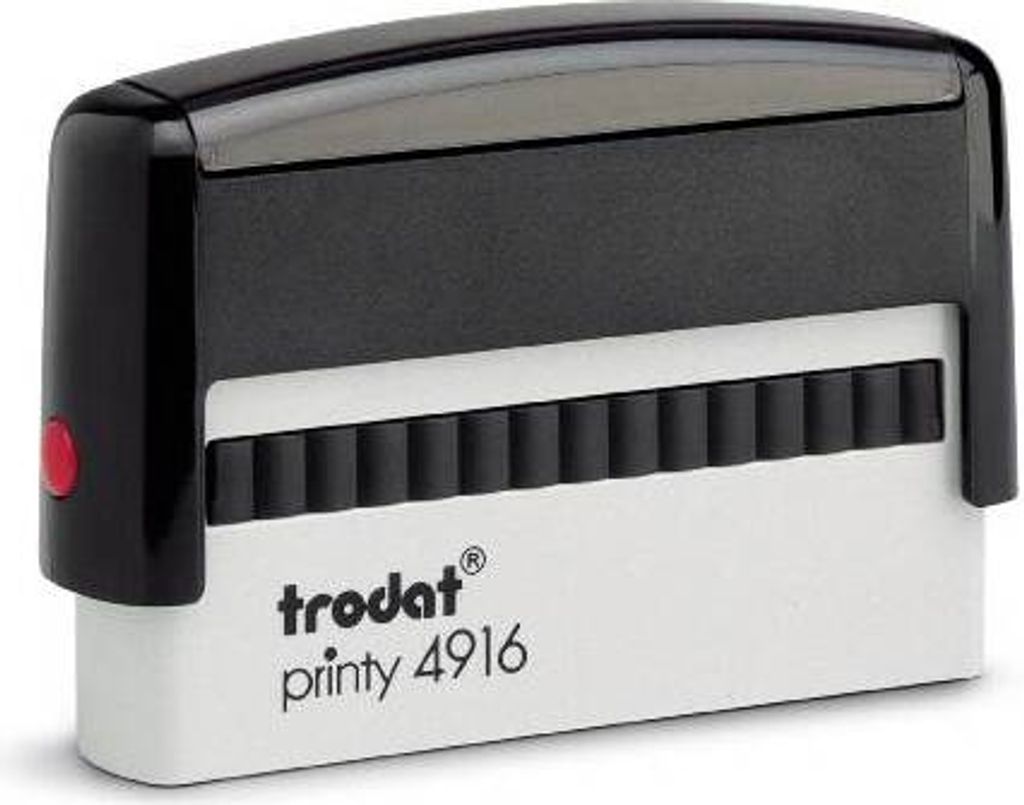 Trodat PRINTY 4916, max. 3zeilig, 70X10 mm, Gehäuse schwarz, individuelle Stempelplatte mit Ihrem Wunschtext, Stempelkissen schwarz