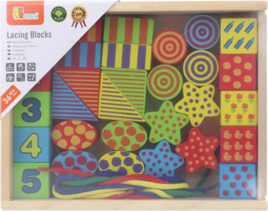 Drevené vzdelávacie bloky pre deti na navliekanie Viga Toys Obrázok produktu 