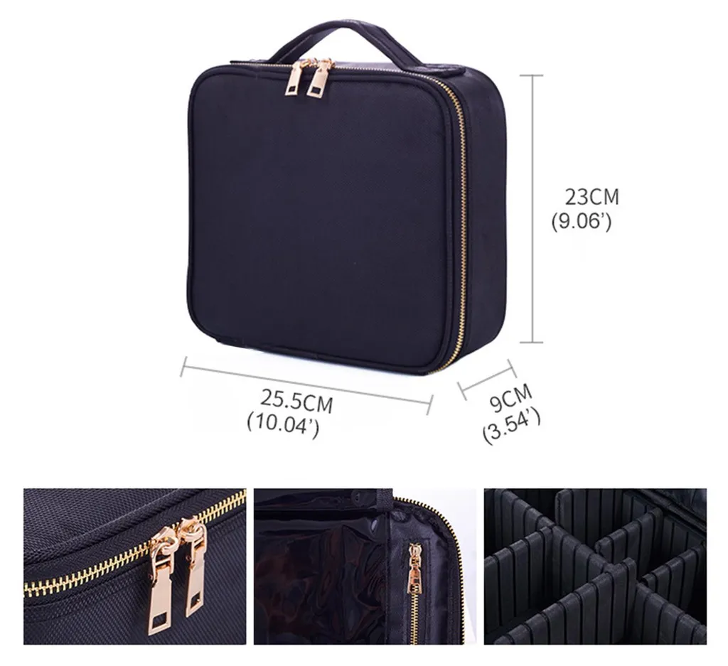 Trousse de maquillage à 6 compartiments modulables et porte-éponge