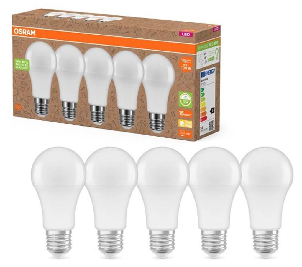 5 x LED žiarovky Osram A60 14 W = 100 W, E27, matné, 1521 Obrázok produktu 