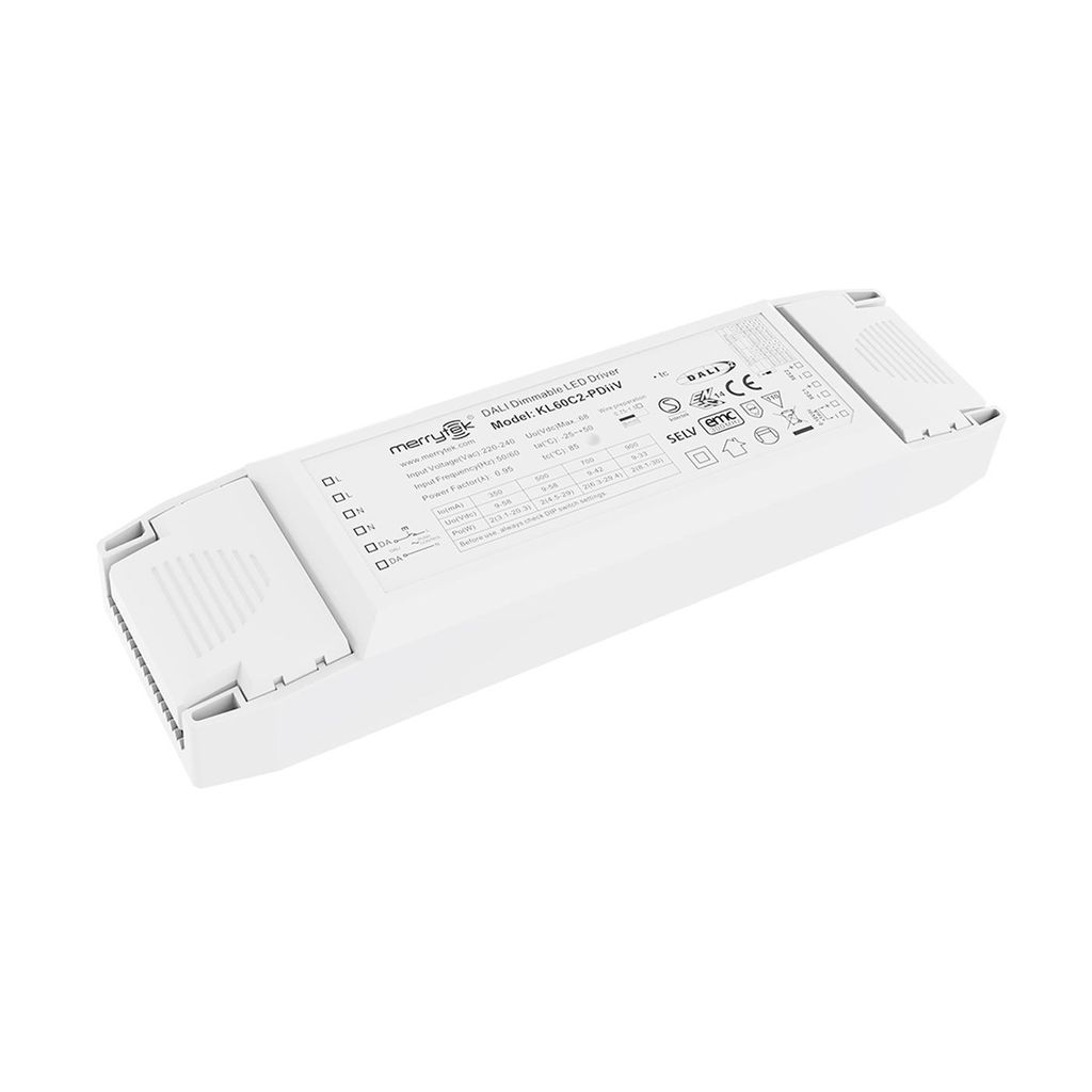 Merrytek KL60C2-PDiiV LED-Treiber 60W – DALI & 1–10V dimmbar, PushDIM, Konstantstrom Netzteil für LED Lampen