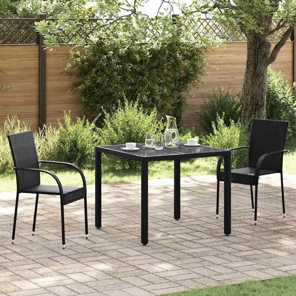 vidaXL Chaises de jardin empilables 2 pcs. Poly rotin noir Image du produit 