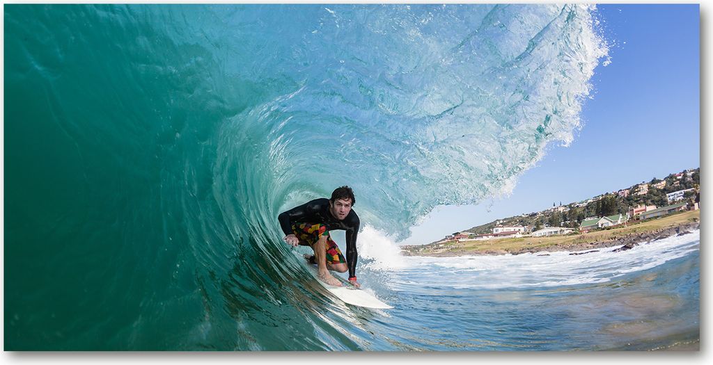 Tulup Leinwandbild - 120x60 cm - Wandkunst - Drucke auf Leinwand - Leinwanddruck - Sport - Blau - Surfer auf Welle