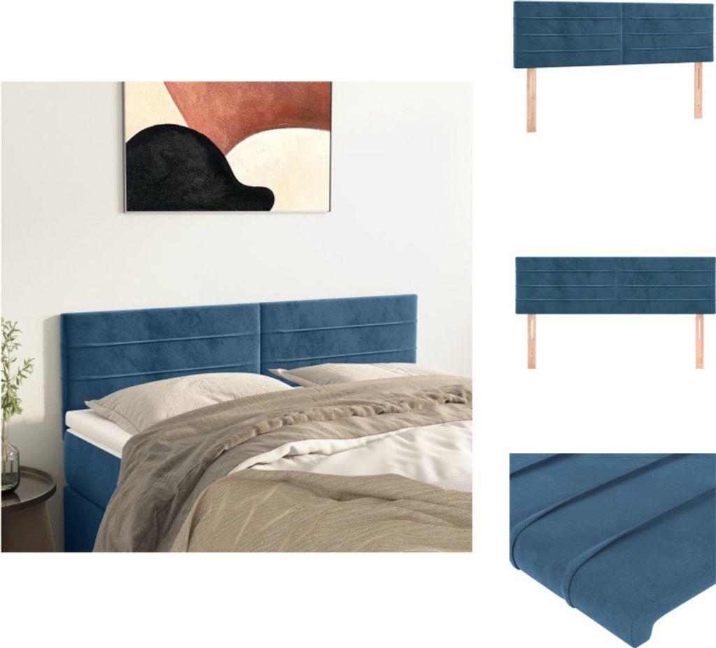 vidaXL Kopfteile 2 Stk. Dunkelblau 72x5x78/88 cm Samt - Kopf- & Fußenden