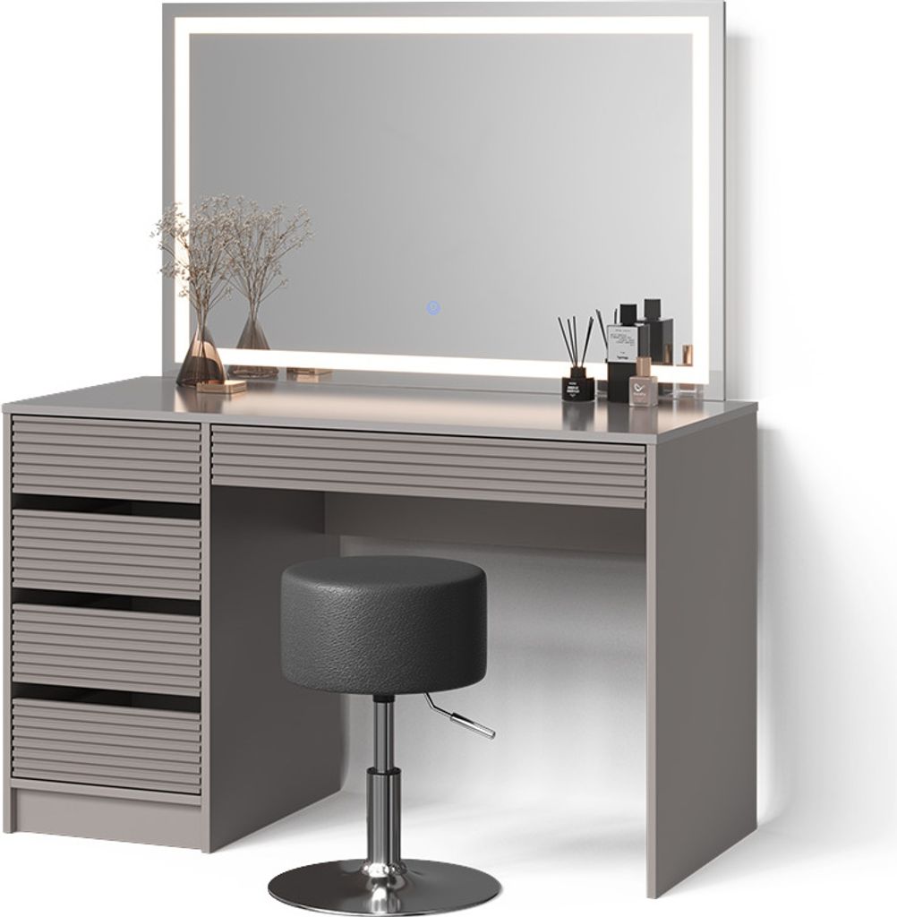 Schminktisch Livinity Imola Cashmere mit LED-Spiegel und Hocker, Model 53112