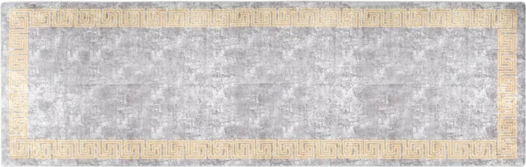 The Living Store Teppich Waschbar 80x300 cm Grau Rutschfest