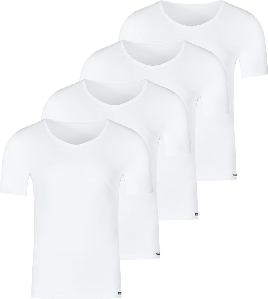 Skiny 4er Pack Unterhemd / Shirt Kurzarm Unterhemd / Shirt Kurzarm V-Ausschnitt für coole Styles, Körpernaher Passform, Strapazierfähig, pflegel...