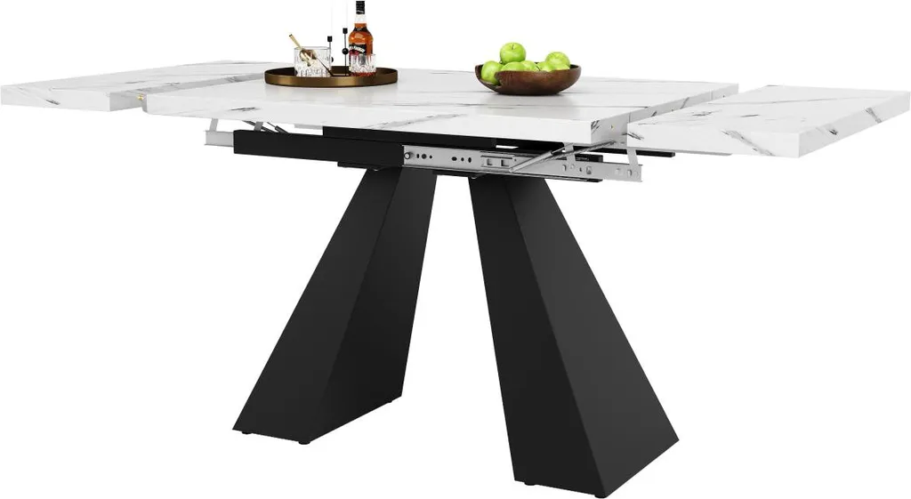 Table de cuisine moderne extensible grise avec structure en carbone