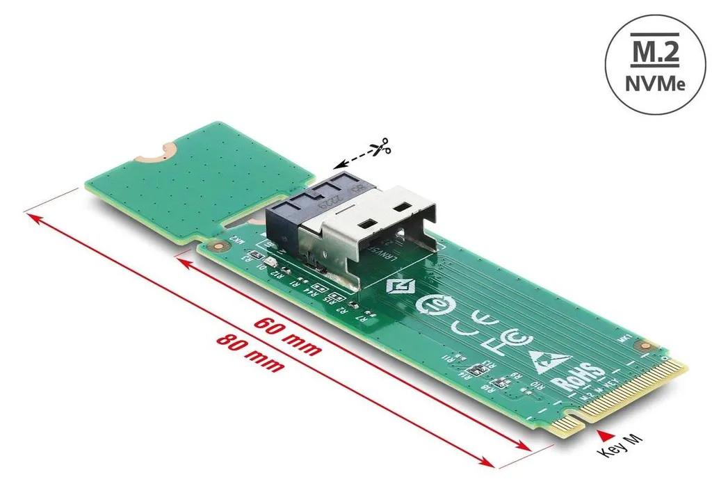 Convertisseur M.2 vers SFF-8654 4i SlimSAS pour Extension Stockage PCIe