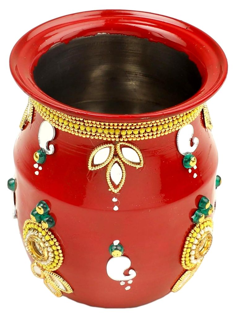Messing Kalash Lota Topf Utensil Trinkgefäß für Pooja Puja Set Indische Traditionelle Neujahrsdekoration Festtagszweck Tempel Zuhause Büro Rein...