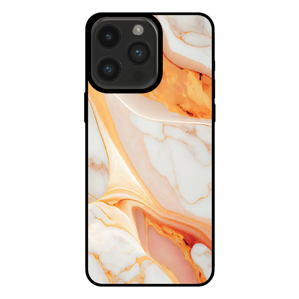 Custodia TPU iPhone 14 Pro Max - Stampa Marmo Arancione Resistente