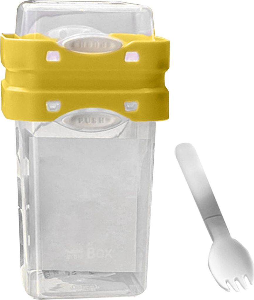 Tragbarer Joghurtbecher mit Löffel, wiederverwendbarer Snackbehälter, multifunktionales Parfaitglas, BPA-freies Milchglas mit separatem Fach