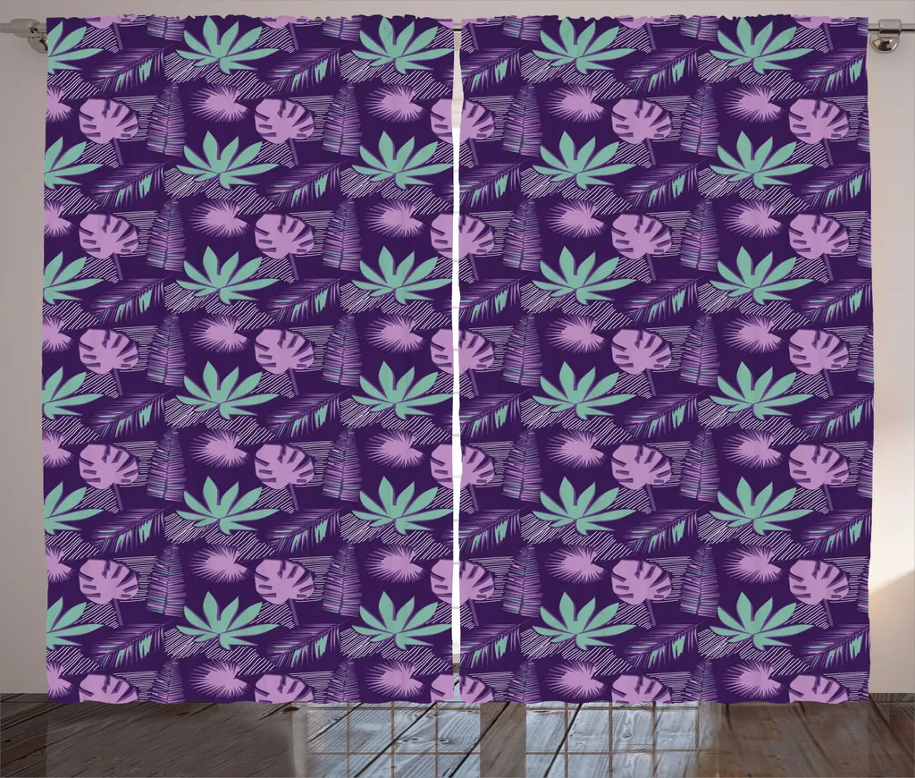 Rideau tropical rustique ABAKUHAUS jungle violet 280x225cm pour salon